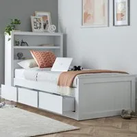 Enzo Single Bed with 3 Drawers & Orthopaedic Mattress - White