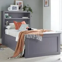 Enzo Single Storage Bed with 3 Drawers - Grey, Rubberwood