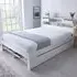 Fabio Double Bed Frame with Storage - White, Pine