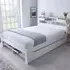 Fabio Double Bed Frame with Storage - White, Pine