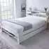 Fabio Double Bed Frame with Storage - White, Pine