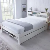 Fabio King Size Storage Bed Frame - White, Pine