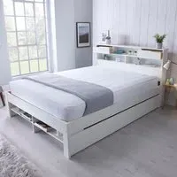 Fabio King Size Storage Bed Frame with 1 Drawer - White, Pine