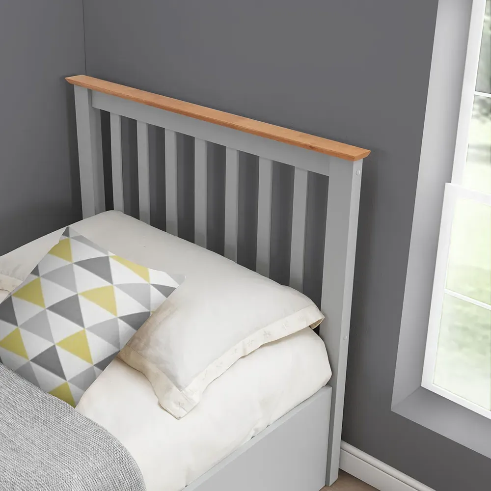 Francis Single Ottoman Bed Frame with Storage - Grey, Rubberwood