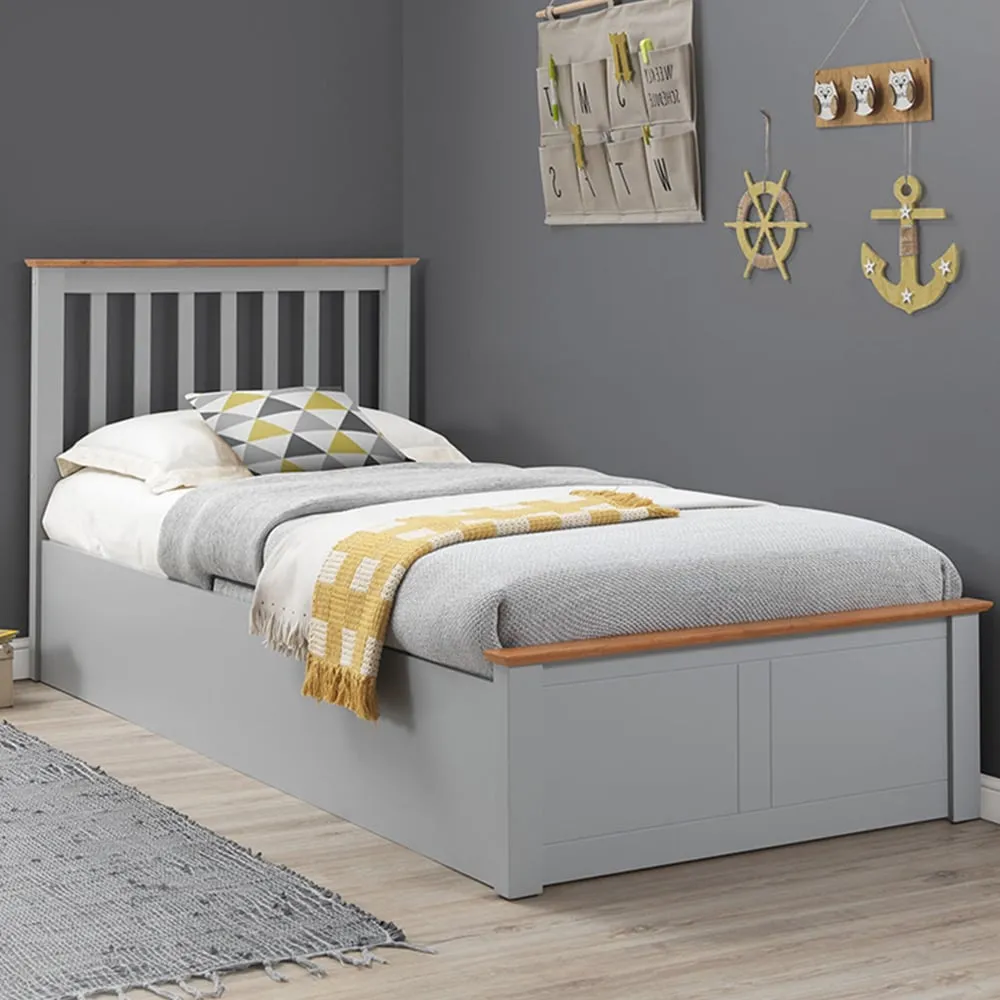 Francis Single Ottoman Bed Frame with Storage - Grey, Rubberwood image
