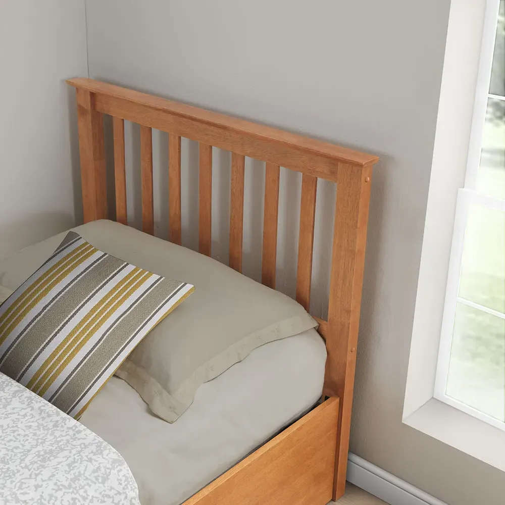 Francis Single Ottoman Bed Frame with Storage - Oak, Rubberwood