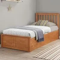 Francis Single Ottoman Bed Frame with Storage - Oak, Rubberwood