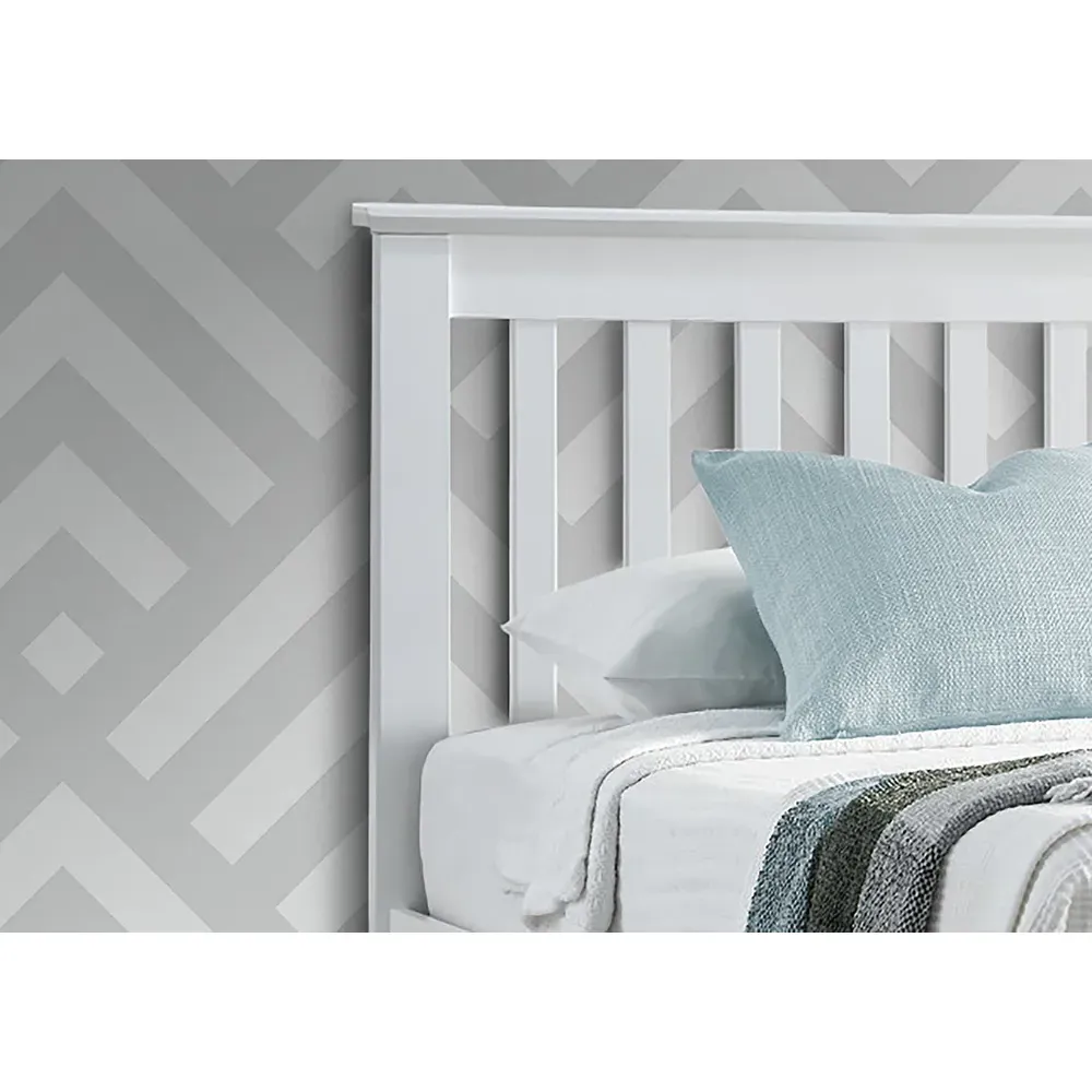 Francis Single Ottoman Bed Frame with Storage - White, Rubberwood