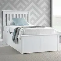 Francis Single Ottoman Bed Frame with Storage - White, Rubberwood