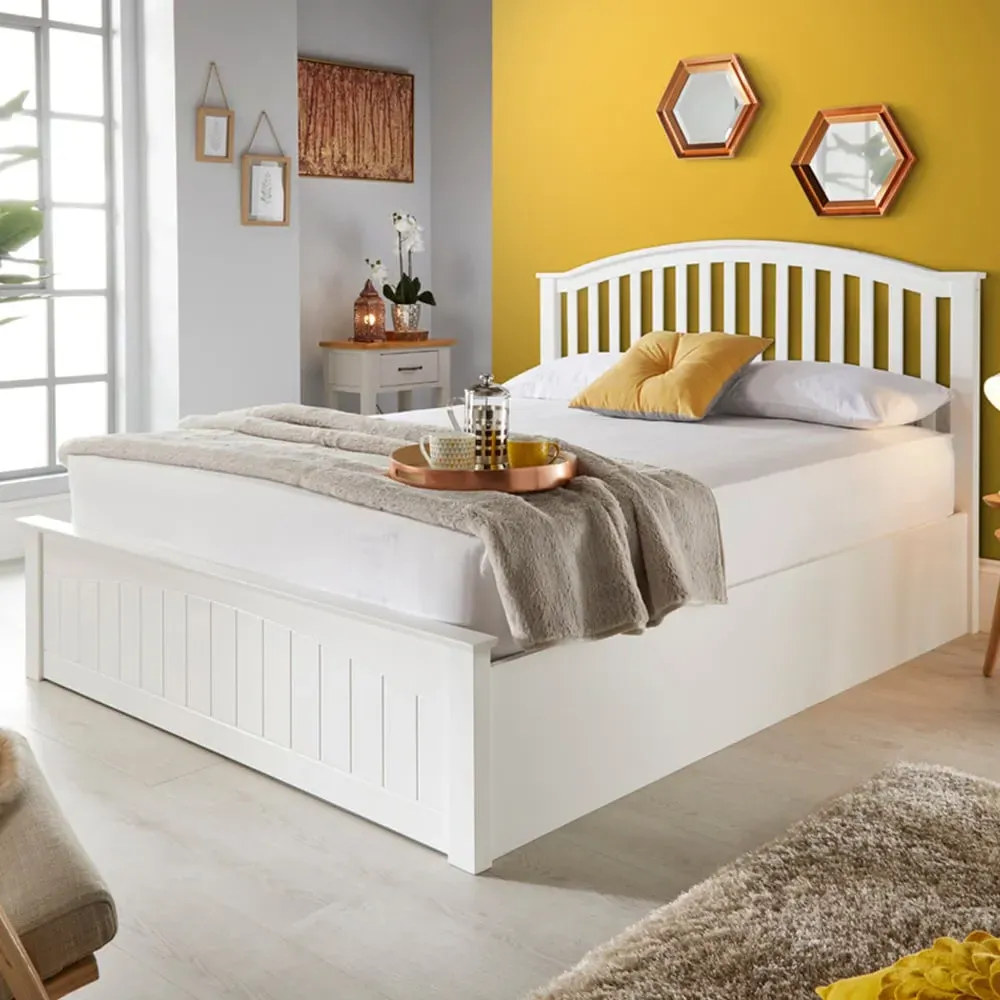 Grayson Double Ottoman Bed Frame with Storage - White image