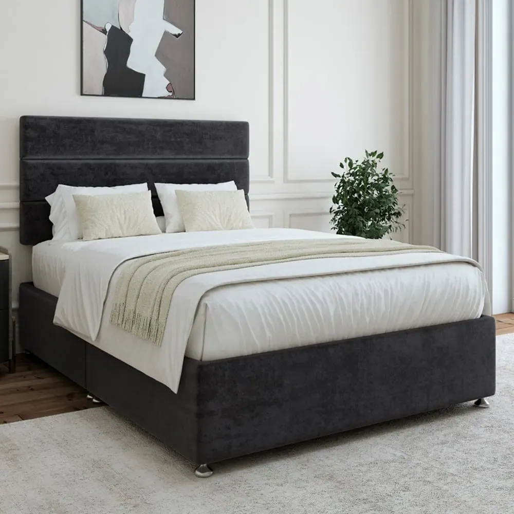 King Size Divan Base - Black, Velvet