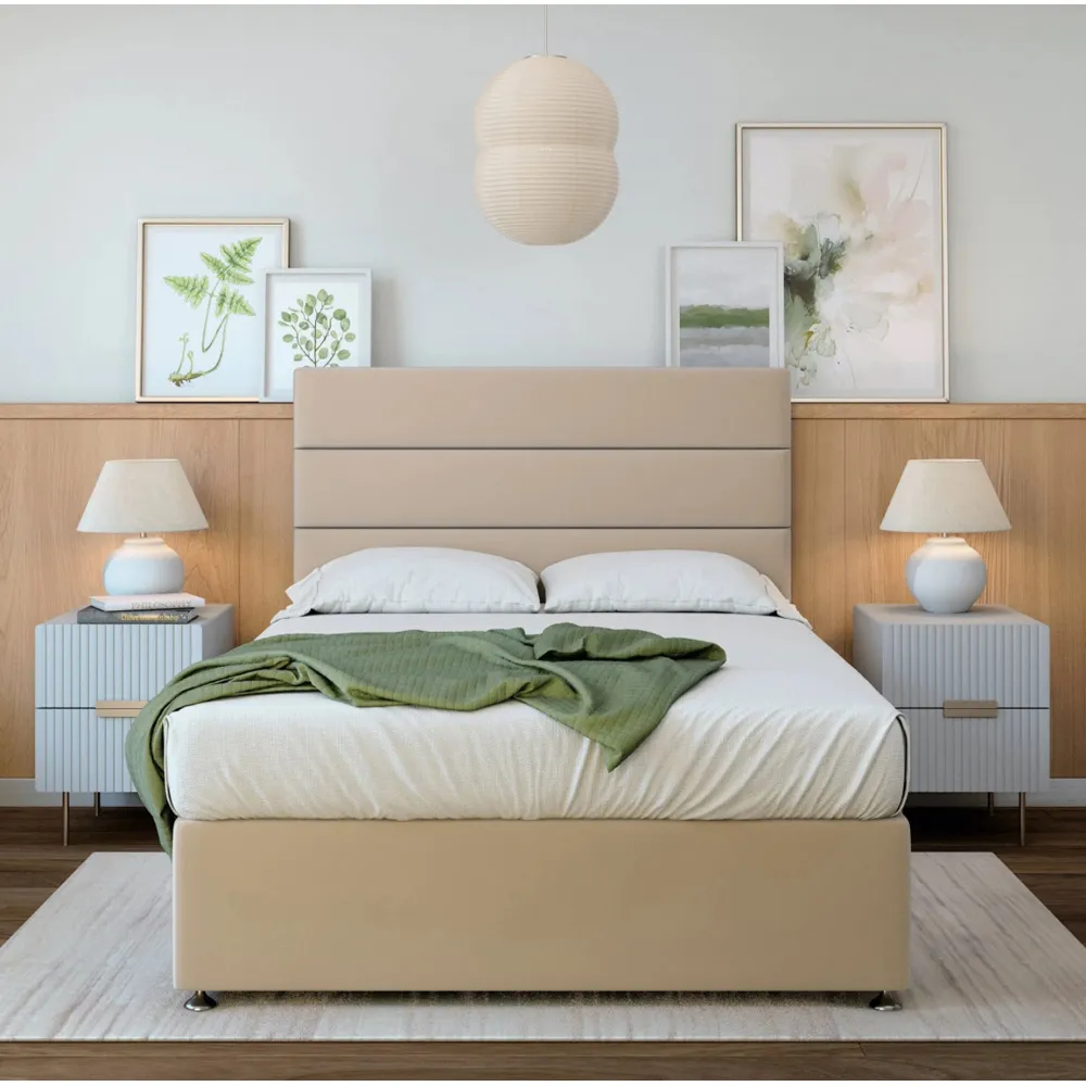 King Size Divan Base - Cream, Velvet