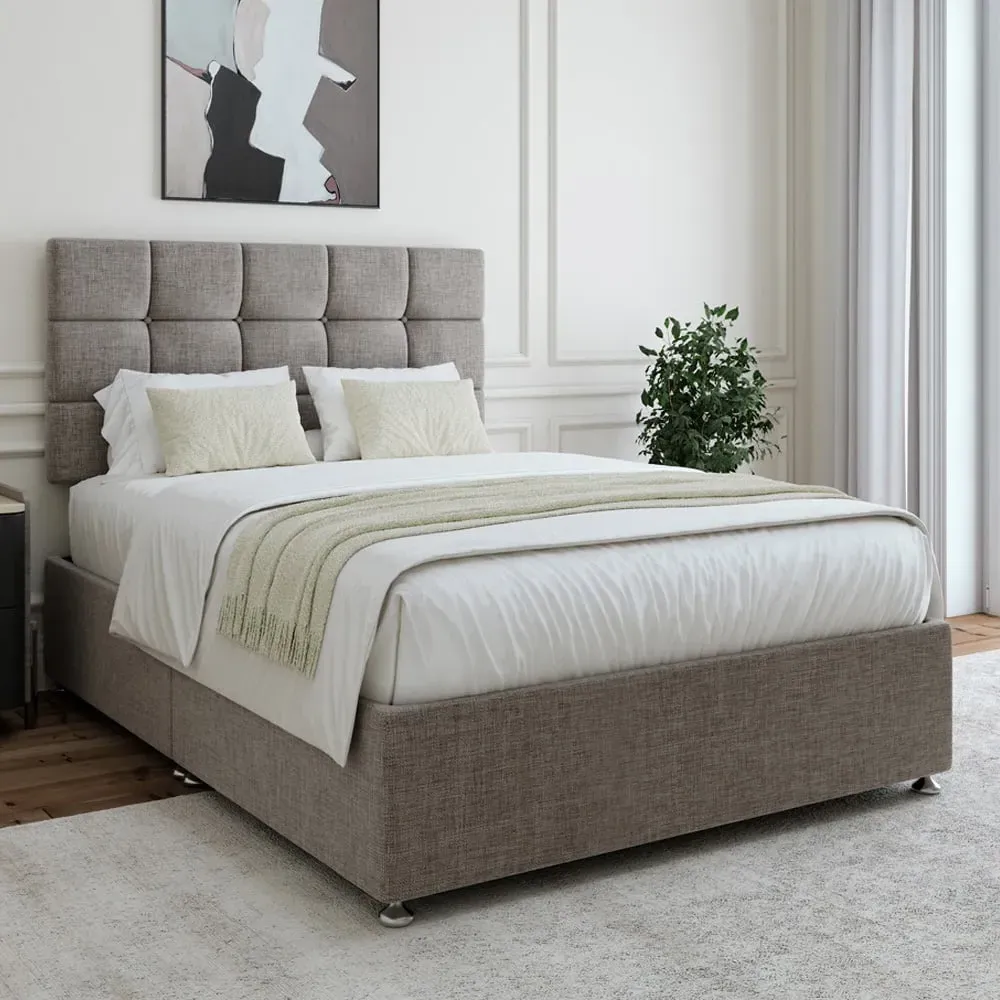 King Size Divan Base - Grey, Linen