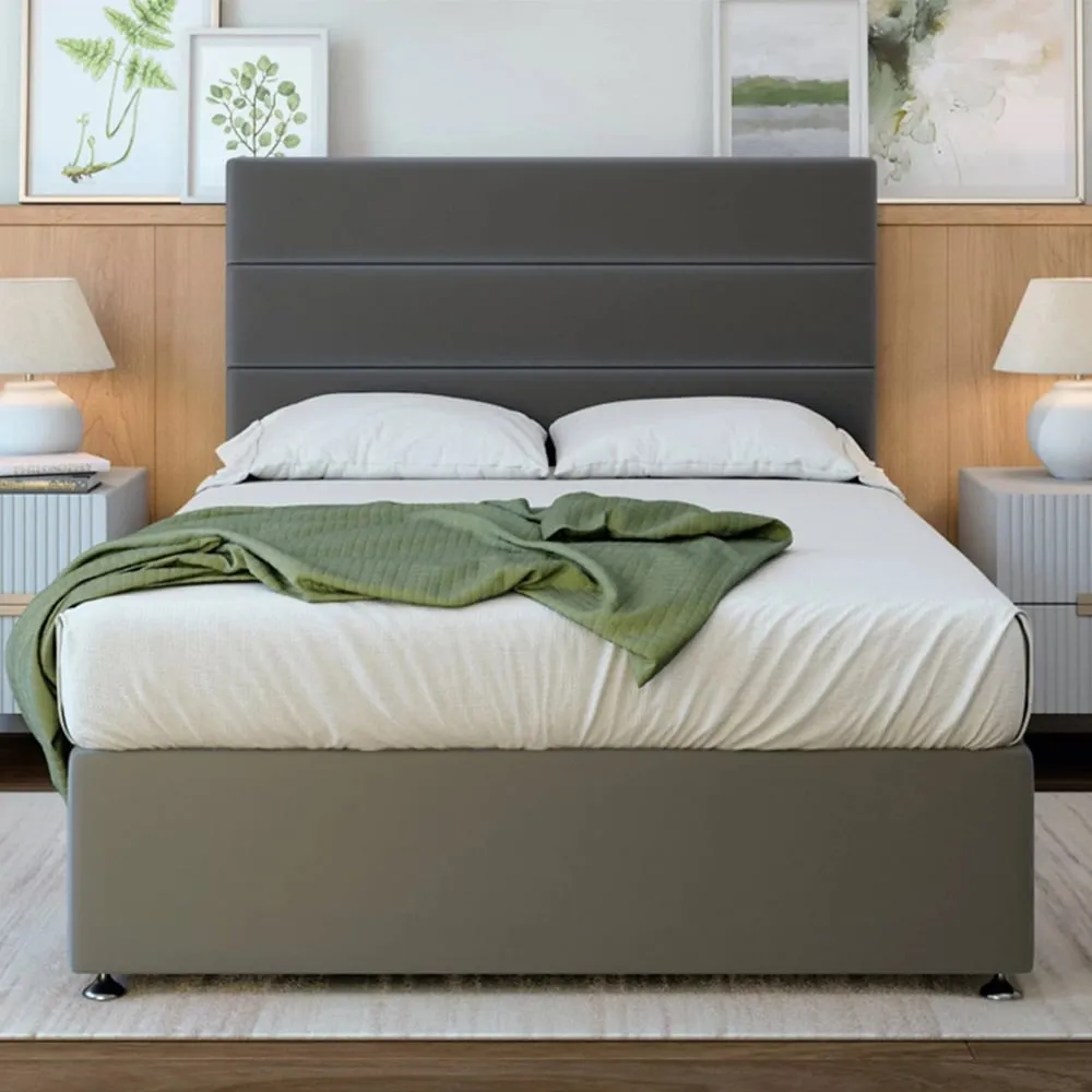 King Size Divan Base - Grey, Velvet