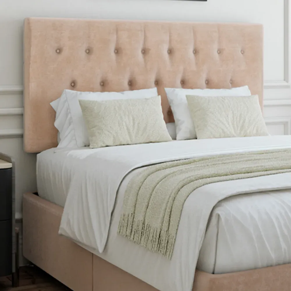 King Size Divan Base with Headboard - Mink, Linen