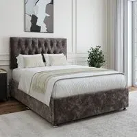 King Size Divan Base with Lona Headboard - Charcoal, Chenille