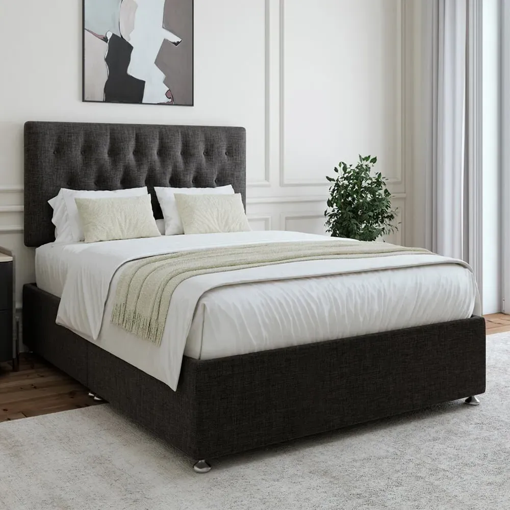 King Size Divan Base with Lona Headboard - Grey, Linen