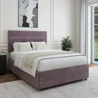 King Size Divan Base with Milan Headboard - Brown, Velvet