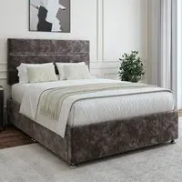 King Size Divan Base with Milan Headboard - Charcoal, Chenille