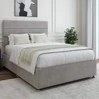 King Size Divan Base with Milan Headboard - Grey, Velvet