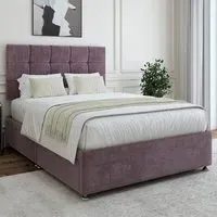 King Size Divan Base with Pearl Headboard - Mauve, Velvet