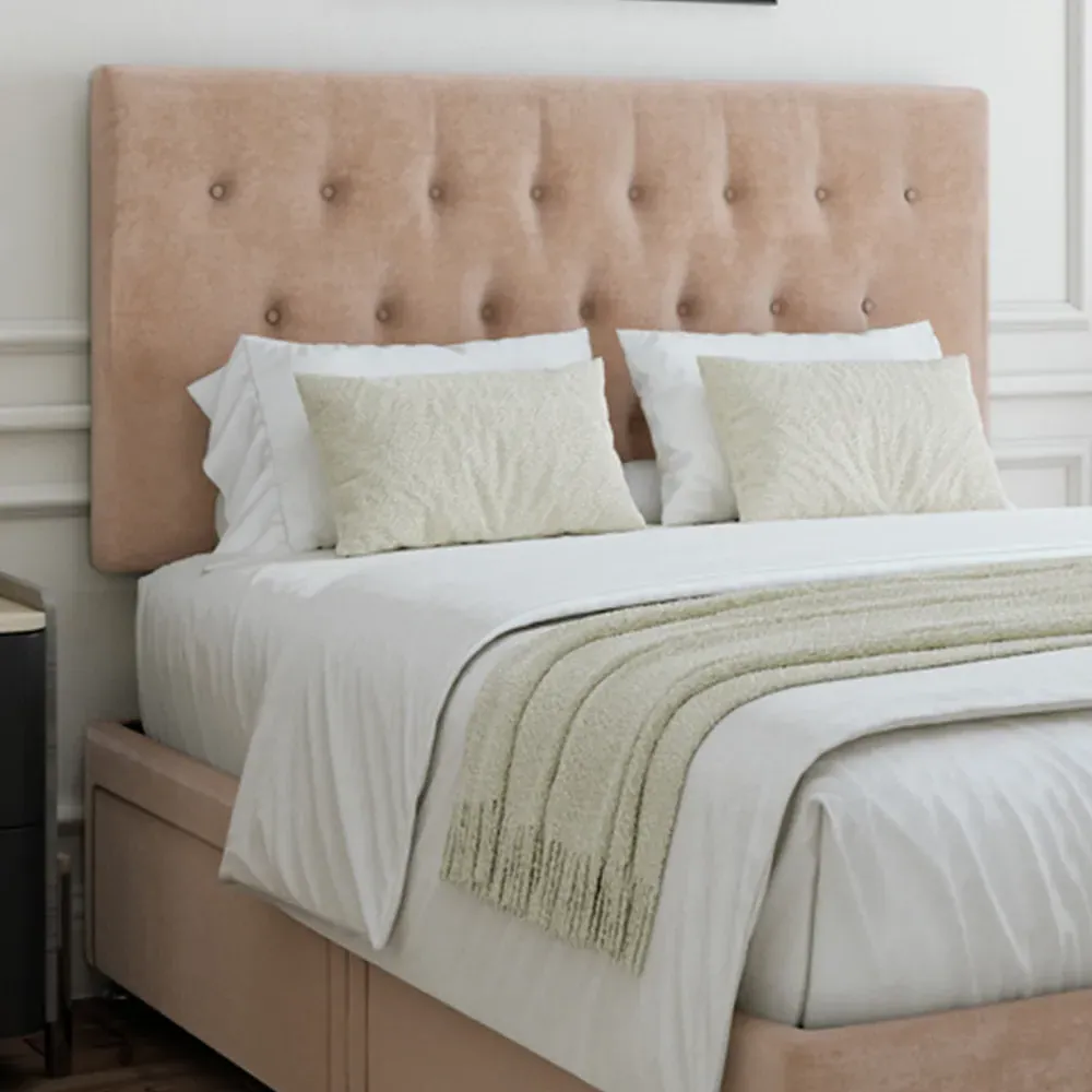 King Size Divan Base with Storage and Headboard - Brown, Linen