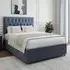 King Size Divan Base with Storage and Lona Headboard - Blue, Linen