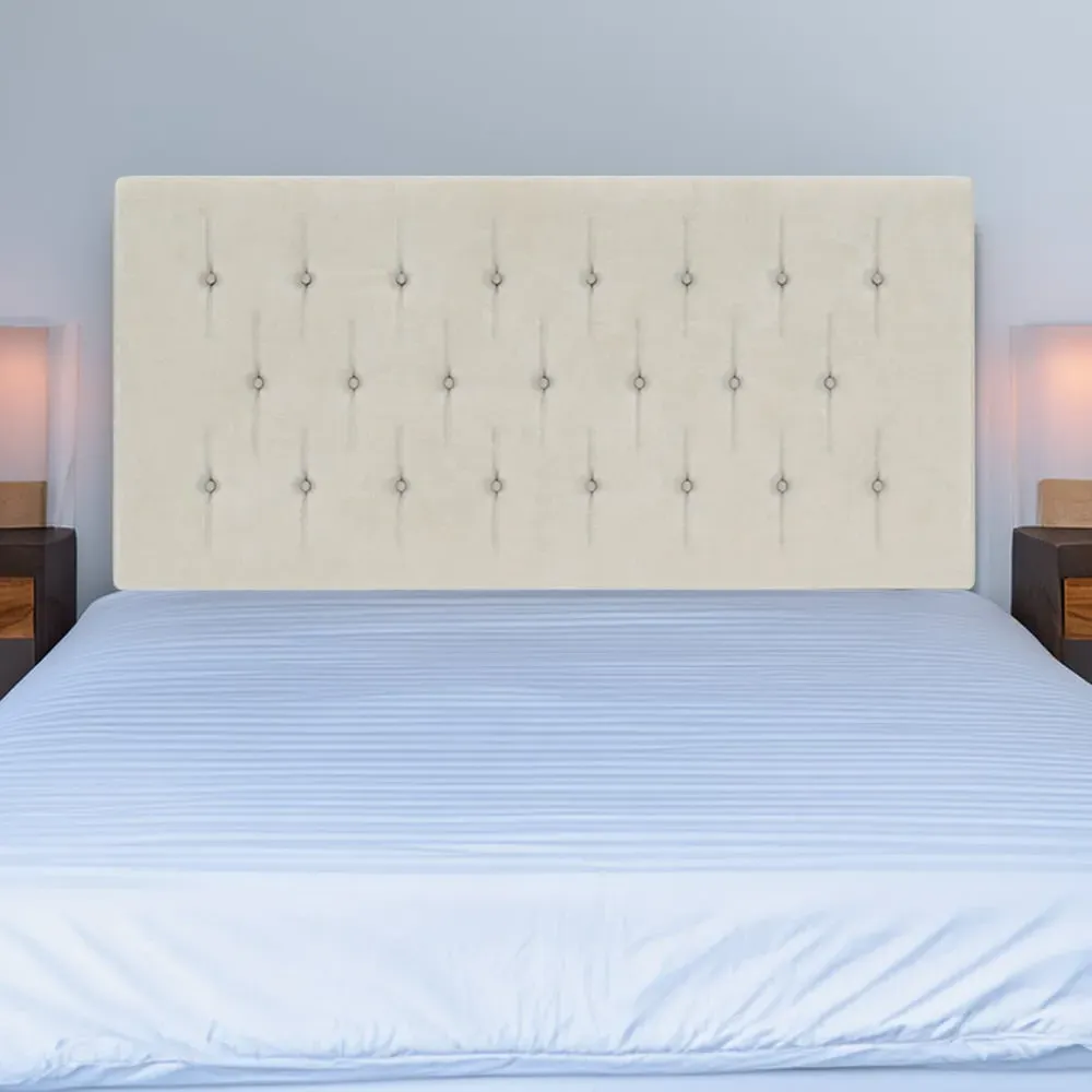 King Size Lona Buttoned Headboard - Cream, Velvet