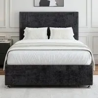 King Size Naples Divan Base with Valencia Headboard - Black, Linen