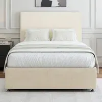 King Size Naples Divan Base with Valencia Headboard - Cream, Linen