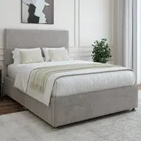 King Size Naples Divan Base with Valencia Headboard - Grey, Linen