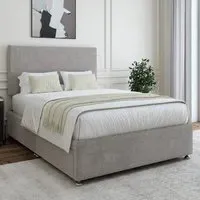 King Size Naples Divan Base with Valencia Headboard - Grey, Linen