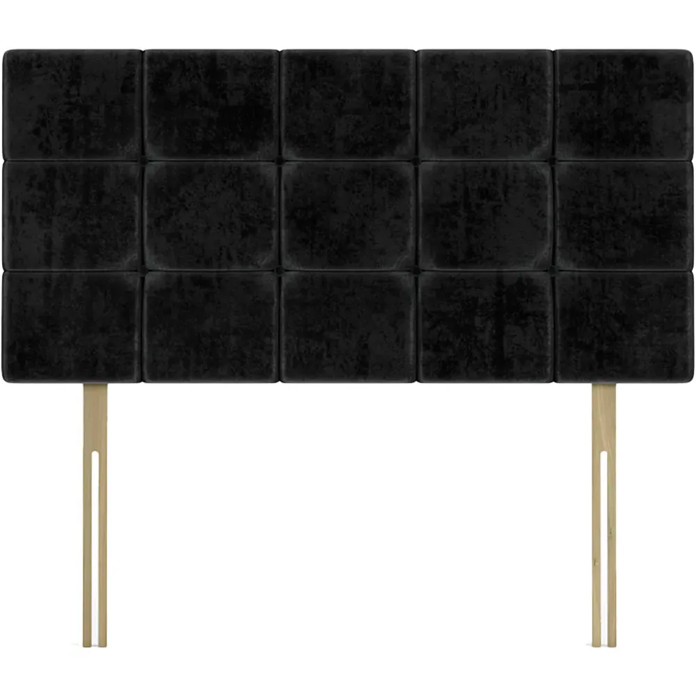 King Size Pearl Squared Headboard - Black, Naples Velvet