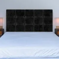 King Size Pearl Squared Headboard - Black, Naples Velvet