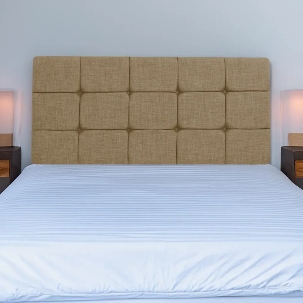 King Size Pearl Squared Headboard - Cream, Linen