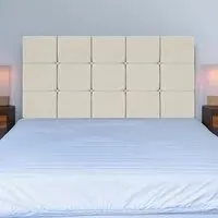 King Size Pearl Squared Headboard - Cream, Naples Velvet