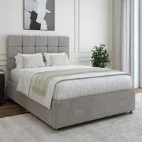King Size Seal 2 Drawer Divan Base with Pearl Headboard - Grey, Linen