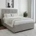 King Size Seal 4 Drawer Divan Base with Pearl Headboard - Grey, Linen