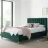 Kingham Double Ottoman Bed with Storage - Green, Velvet