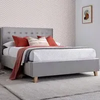 Kingham Double Ottoman Bed with Storage - Grey, Velvet