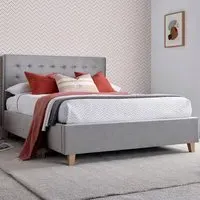 Kingham King Size Ottoman Bed with Storage - Grey, Velvet
