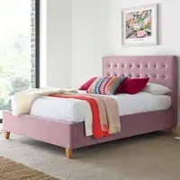 Kingham King Size Ottoman Bed with Storage - Pink, Velvet