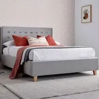 Kingham Small Double Ottoman Storage Bed - Grey, Velvet