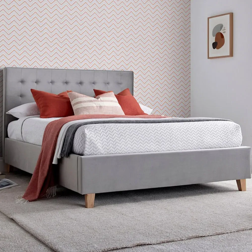 Kingham Small Double Ottoman Storage Bed - Grey, Velvet image