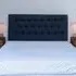 Lona Double Buttoned Headboard - Blue, Linen