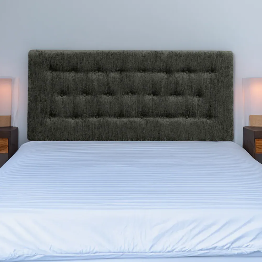 Lona Double Buttoned Headboard - Charcoal, Chenille