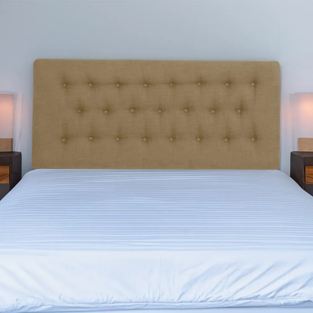 Lona Double Buttoned Headboard - Cream, Linen