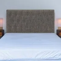 Lona Double Buttoned Headboard - Grey, Linen