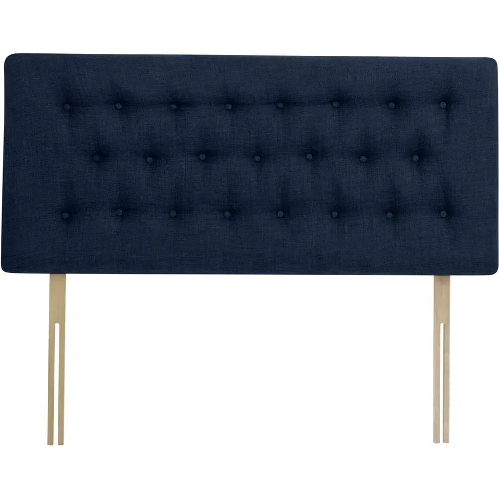 Lona King Size Buttoned Headboard - Blue, Linen