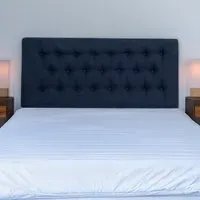 Lona King Size Buttoned Headboard - Blue, Linen